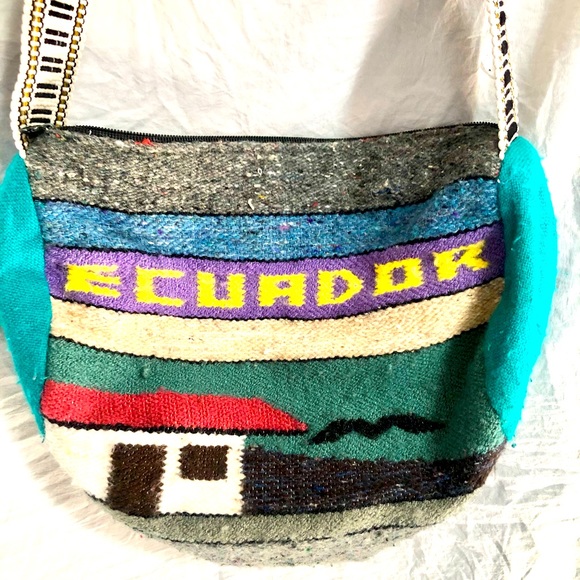 PURSE SOUTH AMERICAN handmade Woven Wool purse size 8x8 used excellent cond - Picture 2 of 9